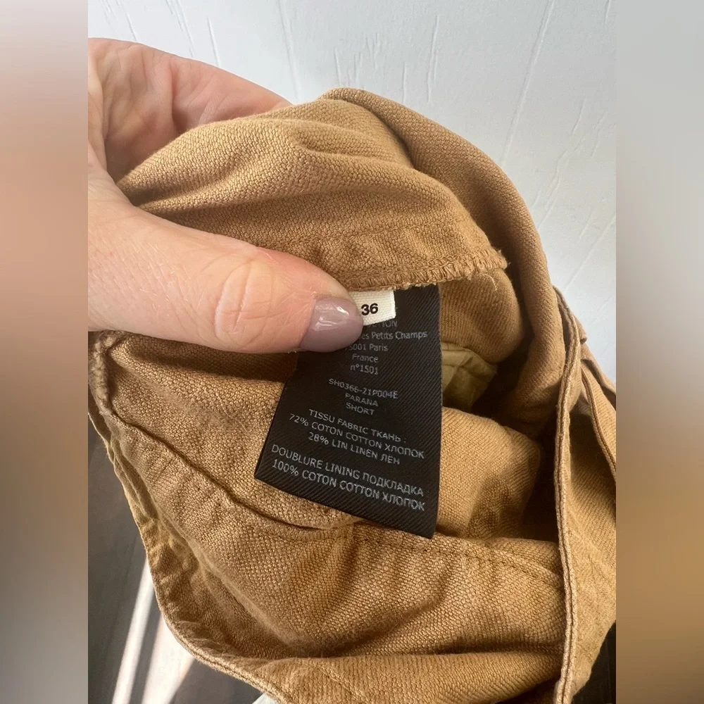 Isabel Marant Parana Paperbag-Waist Cotton Linen-Blend Shorts (size 36/4) - Picture 13 of 16